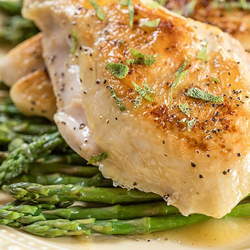 Sous Vide Chicken and Asparagus with Brown Butter