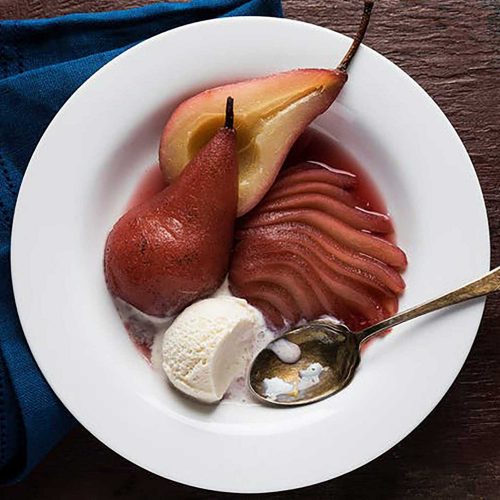 Sous Vide Red Wine Poached Pears