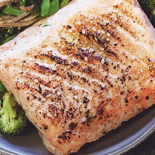 Sous Vide Sesame Salmon with Soba Noodle