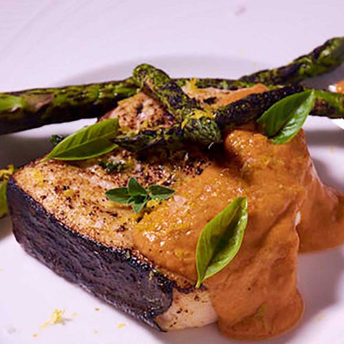 Sous Vide Swordfish with Romesco Sauce